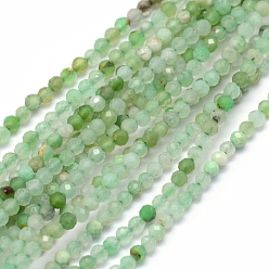 Australia Jade Natural Chrysoprase Beads Strands, Faceted, Round, 4mm, Hole: 1mm, about 105pcs/strand, 15.35 inch(39cm)