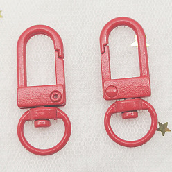 Indian Red Alloy Swivel Push Gate Snap Clasps, Lanyard Ring Clasps, Indian Red, 34x13.5x6mm, Hole: 10x7.5mm