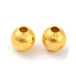 Golden Brass Smooth Round Beads, Seamed Spacer Beads, Golden, 4mm, Hole: 1mm
