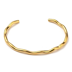 Real 18K Gold Plated Ion Plating(IP) 304 Stainless Steel Cuff Bangles, Real 18K Gold Plated, Inner Diameter: 2x2-1/4 inch(5x5.8cm)