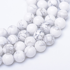 Howlita Hebras de perlas redondas de Howlite naturales, 4~5 mm, agujero: 1 mm, sobre 95 unidades / cadena, 15.7 pulgada
