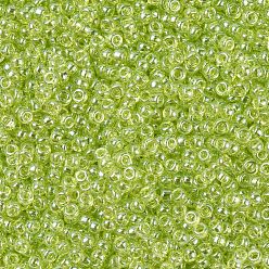 (RR172) Transparent Chartreuse Luster Cuentas de rocailles redondas miyuki, granos de la semilla japonés, (rr 172) brillo chartreuse transparente, 11/0, 2x1.3 mm, agujero: 0.8 mm, sobre 1100 unidades / botella, 10 g / botella