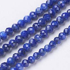 Lapislázuli Hilos de cuentas de lapislázuli natural, facetados, rondo, 2 mm, agujero: 0.6~0.8 mm, sobre 200 unidades / cadena, 15.7 pulgada (40 cm)