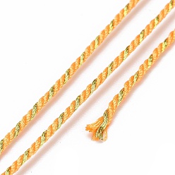 Orange Cordon filigrane polycoton, corde tressée, avec bobine en plastique, pour accrocher au mur, artisanat, emballage cadeau, orange, 1.5mm, environ 21.87 yards (20m)/rouleau
