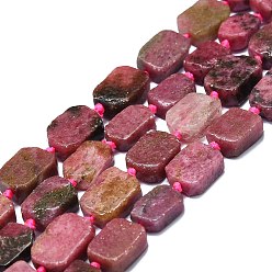 Rhodonite Natural Rhodonite Beads Strands, Rectangle, 15~17x10~13x5~7mm, Hole: 1mm, about 22pcs/strand, 15.94 inch(40.5cm)