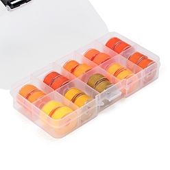 Naranja 20 rollos 10 colores de hilo de coser, bobinas de plástico bobinas para máquinas de coser con caja de almacenamiento transparente, naranja, 0.4 mm, aproximadamente 38.28 yardas (35 m) / rollo, 2 rollos / color