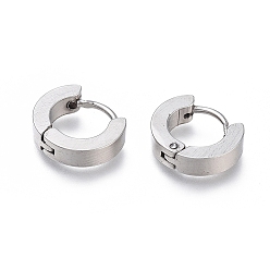 Stainless Steel Color 202 Stainless Steel Huggie Hoop Earrings, Hypoallergenic Earrings, with 316 Stainless Steel Pin, Thick Hoop Earrings, Ring Shape, Stainless Steel Color, 13x14x3mm, Pin: 1mm