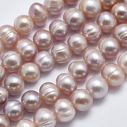 Dark Orchid Natural Cultured Freshwater Pearl Beads Strands, Potato, Dark Orchid, 9~11x8~9mm, Hole: 0.8mm, about 41~43pcs/strand, 14 inch(35.5cm)