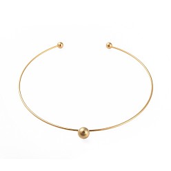 Golden 304 Stainless Steel Choker Necklaces, Rigid Necklaces, Neck Wire Necklaces, Rigid Necklaces, Golden, 5-3/4 inch(14.5cm), 2mm