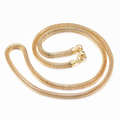 Golden 304 Stainless Steel Mesh Chain Necklaces, Network Chain, with Lobster Claw Clasps, Golden, 25.6 inch(65cm)