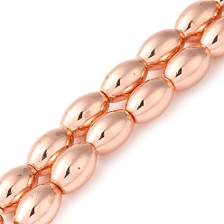 Rose Gold Plated Electroplated Synthetic Magnetic Hematite Beads Strands, Oval, Rose Gold Plated, 13x8.5mm, Hole: 1mm, about 32pcs/strand, 16.14''(41cm)