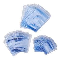 Light Blue 60Pcs 3 Sizes Rectangle PVC Zip Lock Bags, Resealable Packaging Bags, Self Seal Bag, Light Blue, 7~13x5~9cm, Inner Size: 5.5~11.5x4.5~8.5cm, Unilateral Thickness: 4.5 Mil(0.115mm)