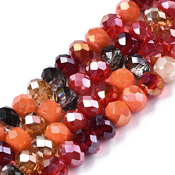 Rouge Perles en verre electroplate, facette, rondelle, rouge, 5.5~6x5mm, Trou: 1mm, Environ 90~92 pcs/chapelet, 16.54 pouces ~ 16.93 pouces (42~43 cm)