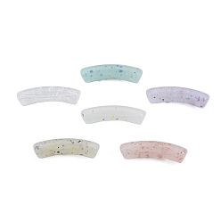 Mixed Color Marbled Stone Style Opaque Acrylic Beads, Curved Tube, Mixed Color, 31.5x7.5~8mm, Hole: 1.6mm