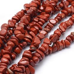 Красный Камень Натуральные красные яшмы бусы пряди, чип, 5~8 мм, отверстие : 1 мм, около 33 дюйма (84 см)