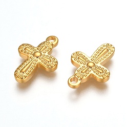 Golden 304 Stainless Steel Pendant, Cross, Golden, 19x13x3mm, Hole: 2mm