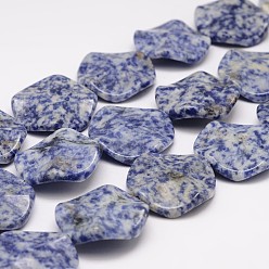 Sodalite Natural Sodalite Bead Strands, Flat Round, Twisted, 30x30x7~7.5mm, Hole: 1mm, about 14pcs/strand, 16 inch