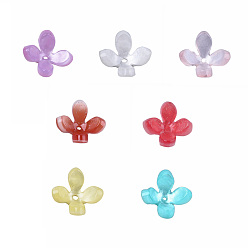 Mixed Color Cellulose Acetate(Resin) Bead Caps, 4-Petal, Flower, Mixed Color, 13x13x3mm, Hole: 1mm