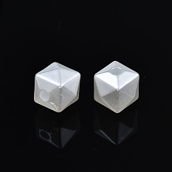 Creamy White ABS Plastic Imitation Pearl Beads, Faceted, Cube, Creamy White, 7x8x8mm, Hole: 1.8mm, about 1690pcs/500g