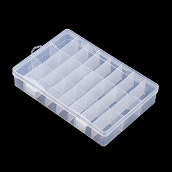 Clair Récipients de stockage de perles en matière plastique, boîte de séparation réglable, 24 amovibles compartiments, rectangle, clair, 21x14x3.6 cm