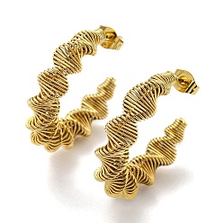 Golden Vacuum Plating 304 Stainless Steel Twist Stud Earrings for Women, Golden, 30x7mm