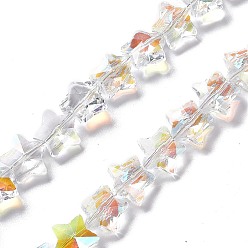 Star Faceted Glass Beads Strands, Clear, Star, 13x13.5x7mm, Hole: 1mm, about 60pcs/strand, 27.17''(69cm)