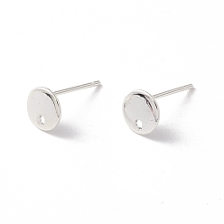 925 Sterling Silver Plated 201 Stainless Steel Stud Earring Findings, with 316 Surgical Stainless Steel Pins and Hole, Flat Round, 925 Sterling Silver Plated, 6mm, Hole: 1.2mm, Pin: 0.7mm