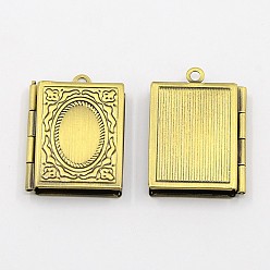 Antique Bronze Romantic Valentines Day Ideas for Him with Your Photo Brass Locket Pendants, Picture Frame Charms for Necklace, Antique Bronze, Rectangle, about 19mm wide, 26mm long, hole: 2mm