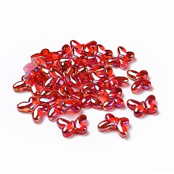Rouge Placage uv perles acryliques irisées arc-en-ciel, papillon, rouge, 20x14.5x5mm, Trou: 1.6mm