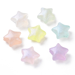 Mixed Color Luminous Acrylic Beads, Glitter Beads, Glow in the Dark, Star, Mixed Color, 14x15x8mm, Hole: 2mm, about 580pcs/500g