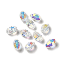 Clear AB Glass Imitation Austrian Crystal Beads, Faceted, Oval, Clear AB, 9.5x5.5x6mm, Hole: 1mm