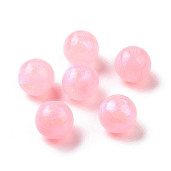 Pearl Pink Opaque Acrylic Beads, Glitter Beads, Round, Pearl Pink, 15mm, Hole: 2mm, about 210pcs/500g
