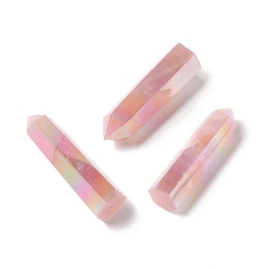 Розовый Кварц Ab цветное покрытие натуральный розовый кварц украшение дисплея, исцеляющие каменные палочки, для рейки чакра медитативная терапия decos, шестиугольная призма/пуля, 50~103x21~28x18~26 мм