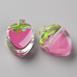 Camélia Perles acryliques émail transparent, fraise, camélia, 25.5x19x9mm, Trou: 3.5mm