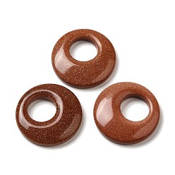 Goldsand Colgantes sintéticos goldstone, dijes de donut/disco pi, 27.5~28x4.5~5.5 mm