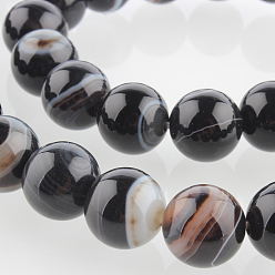Black Natural Gemstone Agate Round Bead Strands, Dyed, Black, 10mm, Hole: 1mm, about 38pcs/strand, 14.96 inch