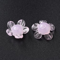 Pink Perles lampwork, perles au chalumeau, faits à la main, fleur, rose, 14.5~15.5x15~16x7~8mm, Trou: 1.5mm