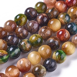 Colorful Natural Tiger Eye Beads Strands, Dyed & Heated, Round, Colorful, 6mm, Hole: 1mm, about 60pcs/strand, 14.3 inch(36.5cm)