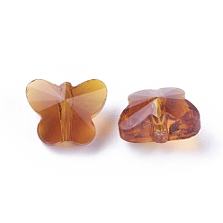 Chocolate Perlas de vidrio transparentes, facetados, mariposa, chocolate, 8x10x5.5 mm, agujero: 1 mm