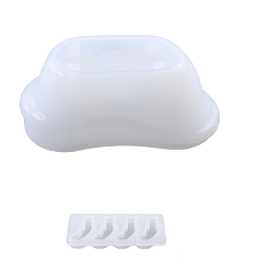 White Bathtub Shape DIY Silicone Storage Box Molds, Resin Casting Molds, for UV Resin, Epoxy Resin Craft Making, White, 68x150x63mm & 26x65x8mm