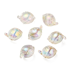 Clear AB UV Plating Rainbow Iridescent Acrylic Beads, Two Tone Bead in Bead, Fish, Clear AB, 15x17x15mm, Hole: 3.5mm