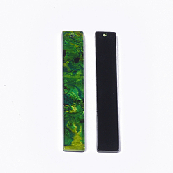 Vert Gros pendentifs en acétate de cellulose (résine), rectangle, verte, 53x9x2~3mm, Trou: 1.5mm