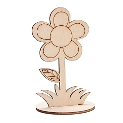 Bois Solide Découpe de fleurs en bois inachevé bricolage, avec fente, pour les fournitures de peinture artisanale, burlywood, 5.9x5x9.9 cm