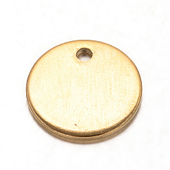 Doré  Placage ionique (ip) 304 breloques en acier inoxydable, plat rond, estampage des charmes d'étiquette vierge, or, 10x1mm, Trou: 1mm