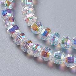 Clair AB Verre imitation perles de cristal autrichien, ronde à facettes, clair ab, 8x7mm, Trou: 1.4mm