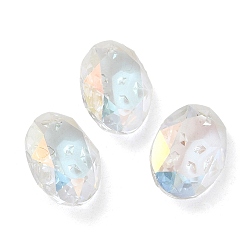 Light Crystal AB Glass Rhinestone Cabochons, Pointed Back, Faceted, Oval, Light Crystal AB, 18x13x6mm