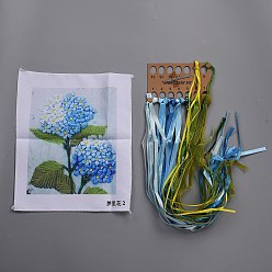 Mixed Color Bouquet Pattern, Oxford Silk Ribbon DIY Embroidery Tool Suit, of Home Decorate, Heart Pattern, Mixed Color, 26x21cm