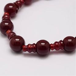 Ágata Roja Cornalina de 3 agujero hebras gurú de perlas naturales, para la fabricación de la joyería budista, cuentas perforadas en t, 16.5~18 mm, agujero: 2~3 mm, 2 PC / sistema, 10sets / hebra, 6.5 pulgada
