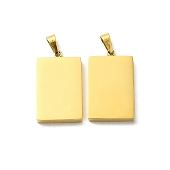 Golden Ion Plating(IP) 304 Stainless Steel Pendants, Rectangle Charm, Golden, 24.5x14.5x3mm, Hole: 5.5x3mm
