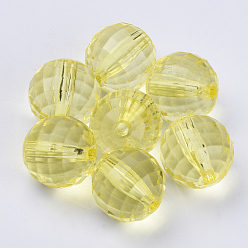 Jaune Perles acryliques transparentes, facette, ronde, jaune, 8x8mm, trou: 1.5 mm, environ 1770 pcs / 500 g
